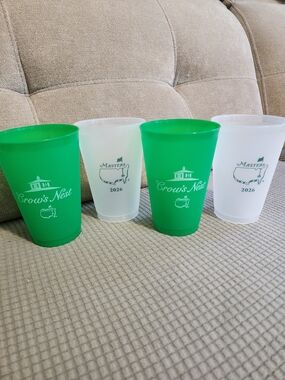 Masters Green and Frosted Crow's Nest 2026 Plastic Cups (Set of 4)